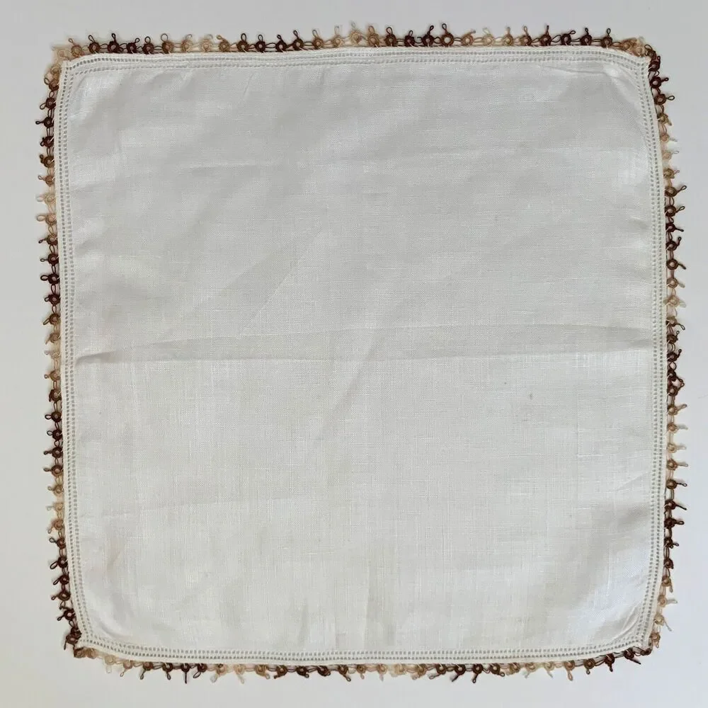 Vintage Linen Tatted Lace Bridesmaid Handkerchief Wedding Cottage Core Granny